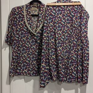 Floral Blouse and Skirt Set
